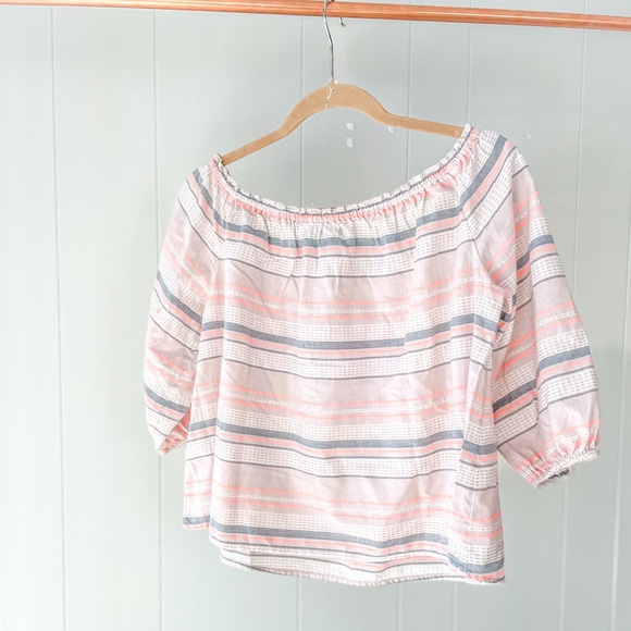 Aerie Neon Coral Striped Blouse - Picture 5 of 5